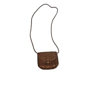 Vintage LJS Collection Brown Woven Mini Crossbody‎ Purse